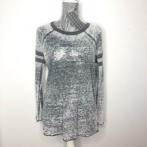 Distressed Striped Baseball Raglan Long Sleeve Top